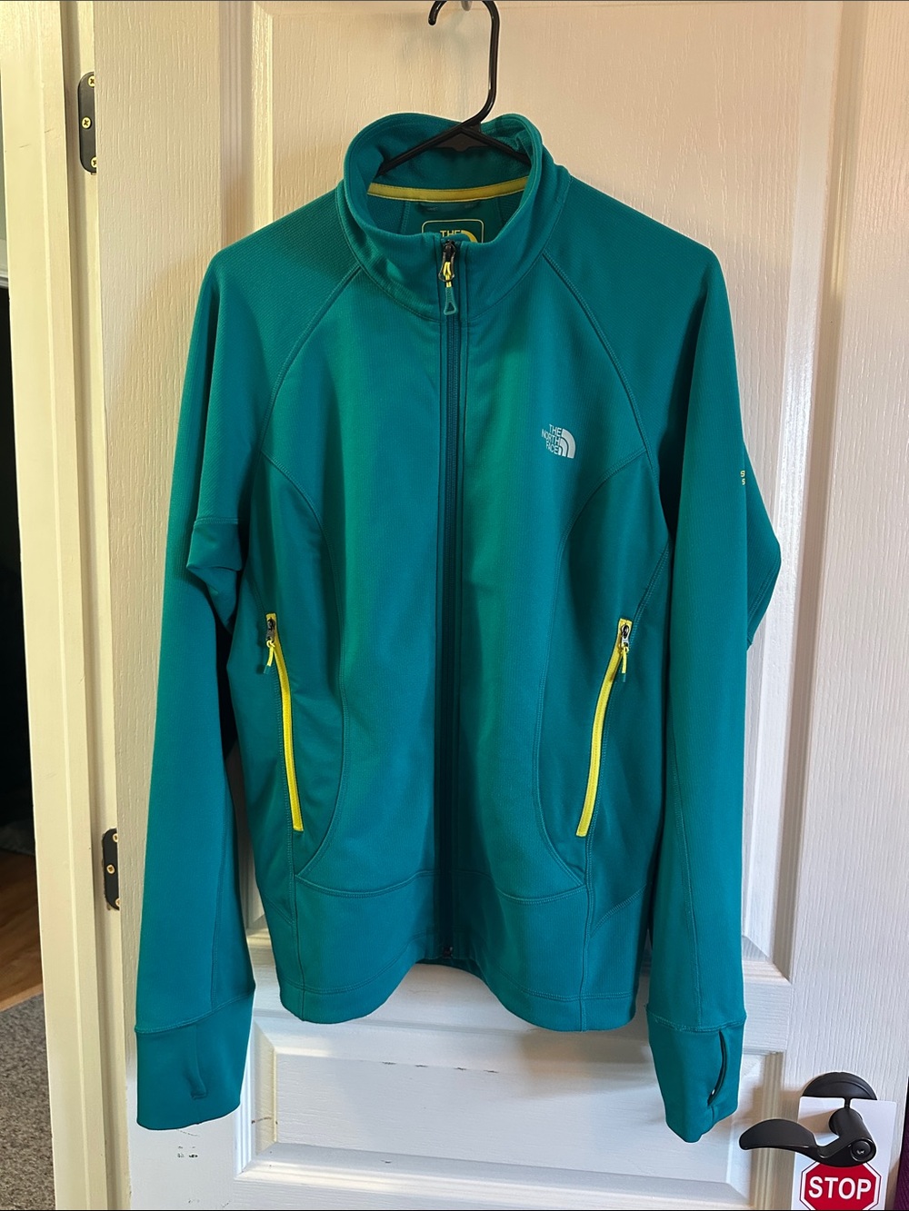 The North Face Summit Series Teal Utility Microfleece Jacket with Yellow Zippers